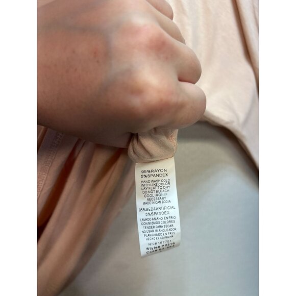 Shop Basic USA Womens Dolman Sleeve Round Neck Rayon Blouse Size L Beige Stretch - Picture 4 of 12